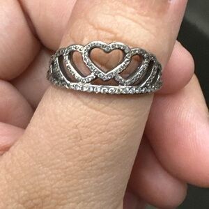 Pandora Silver Sparkling Ring with Intricate Design
